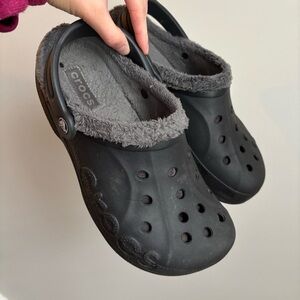 CROCS Black Clogs with Gray Lining